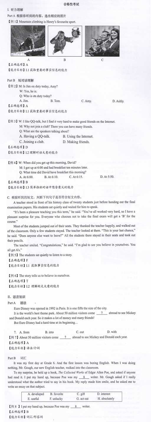 2017上海三校生（英语）学业水平考试模拟试题（含答案）