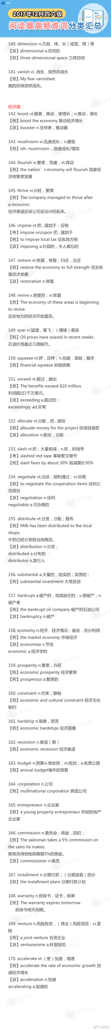 干货：四六级阅读最高频难词分类汇总